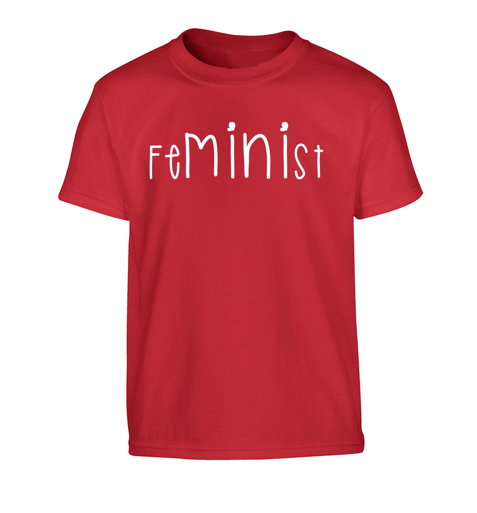 FeMINIst Children's red Tshirt 12-14 Years
