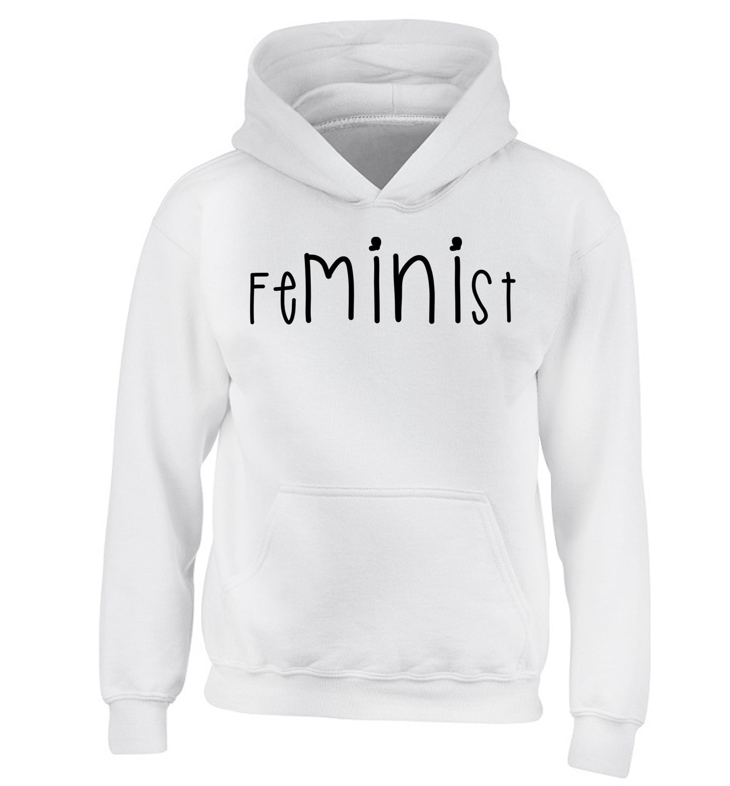 FeMINIst children's white hoodie 12-14 Years