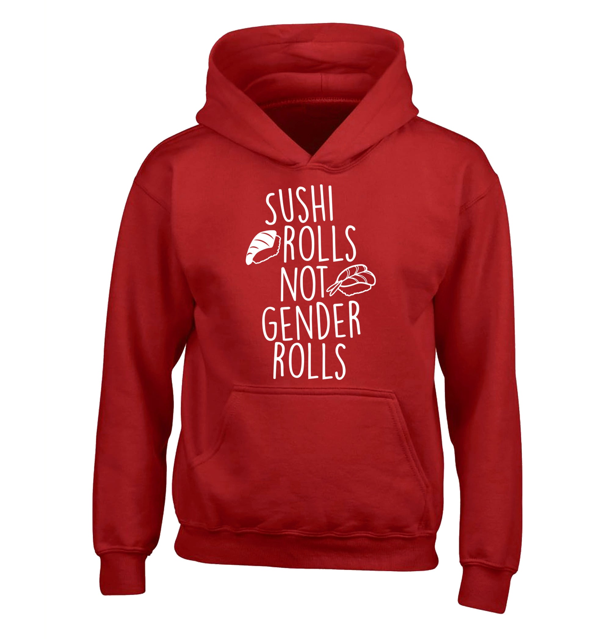 Sushi rolls not gender rolls children's red hoodie 12-14 Years