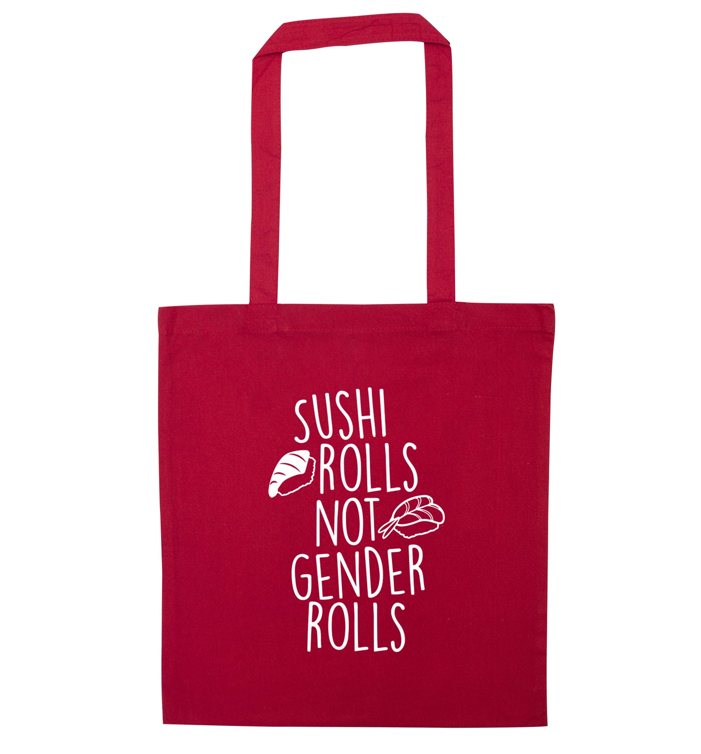 Sushi rolls not gender rolls red tote bag