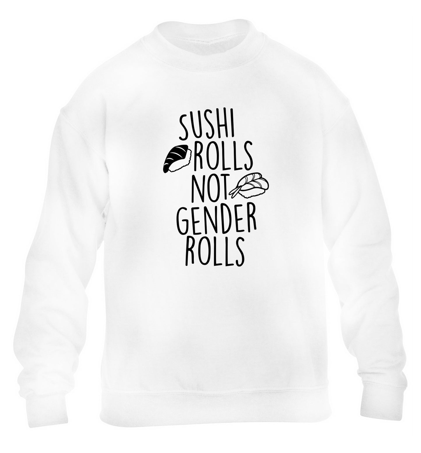 Sushi rolls not gender rolls children's white sweater 12-14 Years