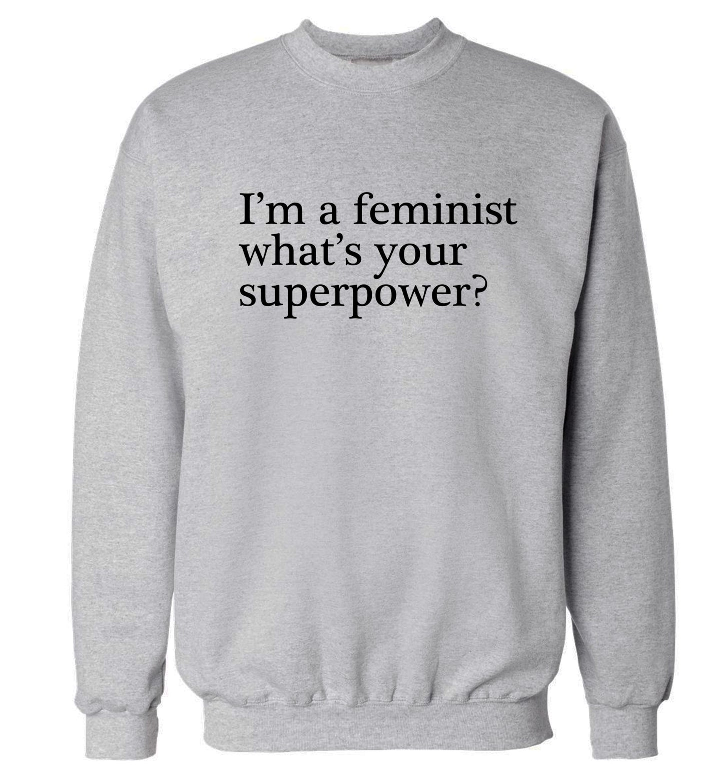 I'm a feminist what's your superpower? Adult's unisex grey Sweater 2XL