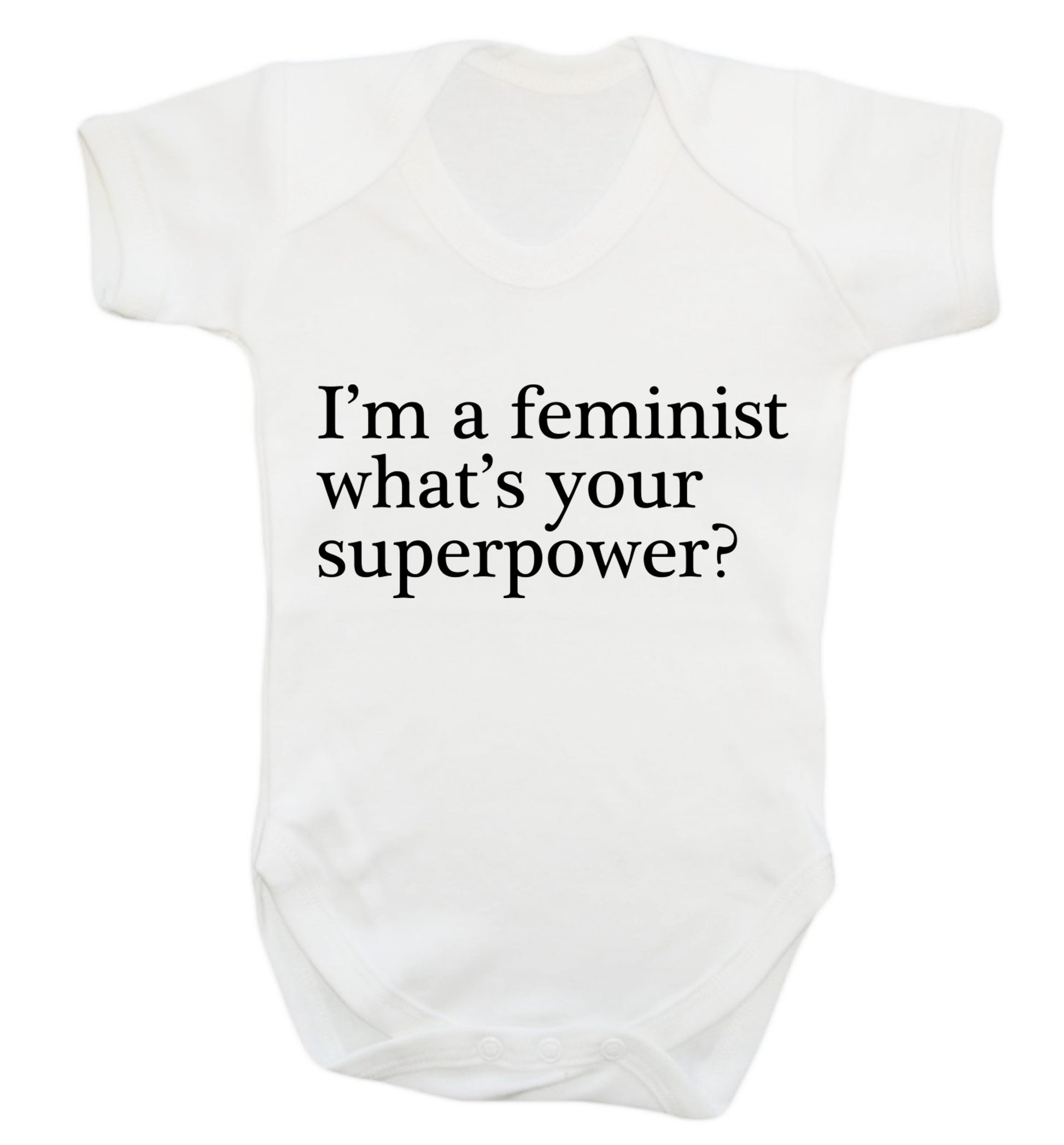 I'm a feminist what's your superpower? Baby Vest white 18-24 months