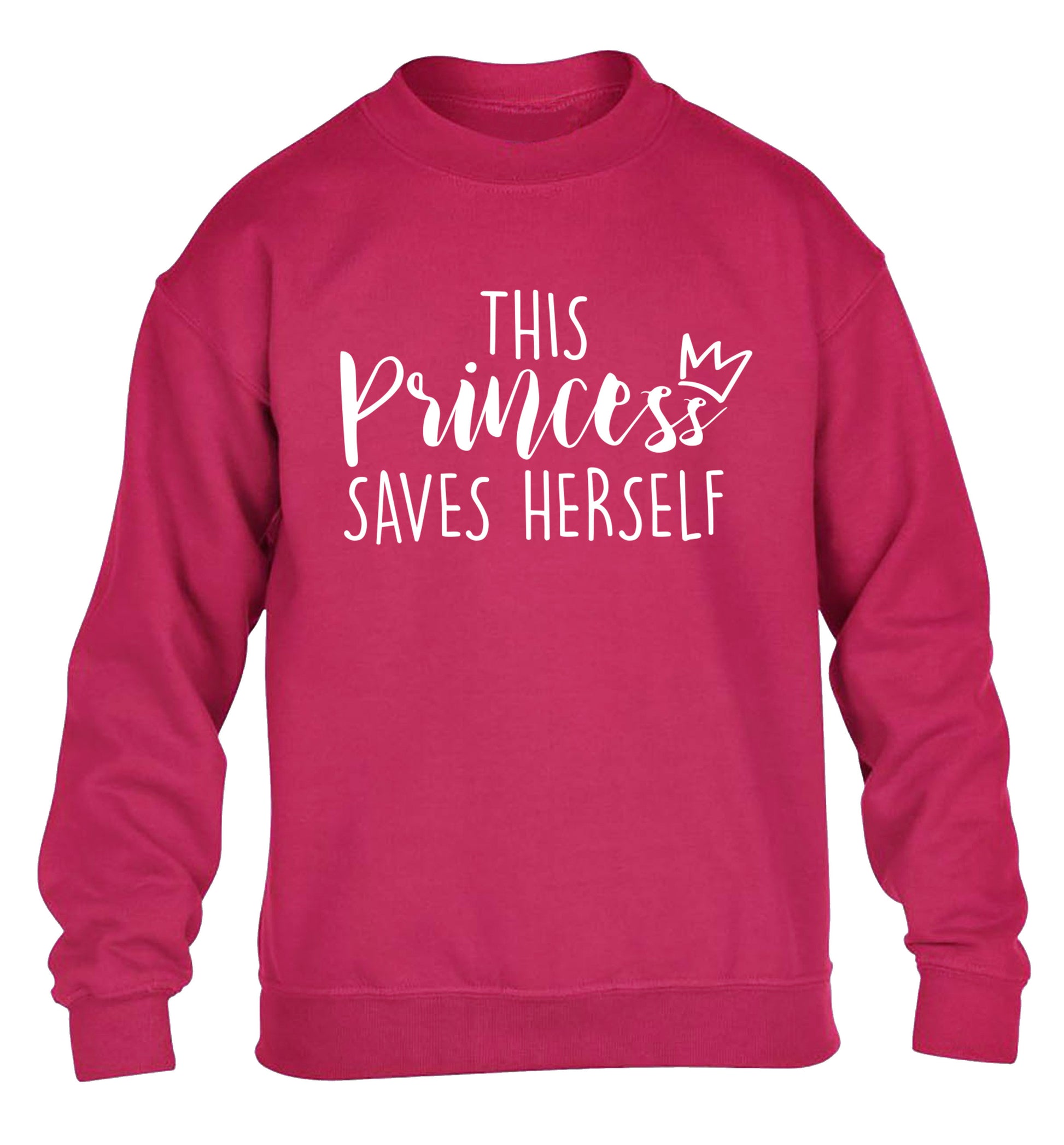 This princess saves herself children's pink sweater 12-14 Years