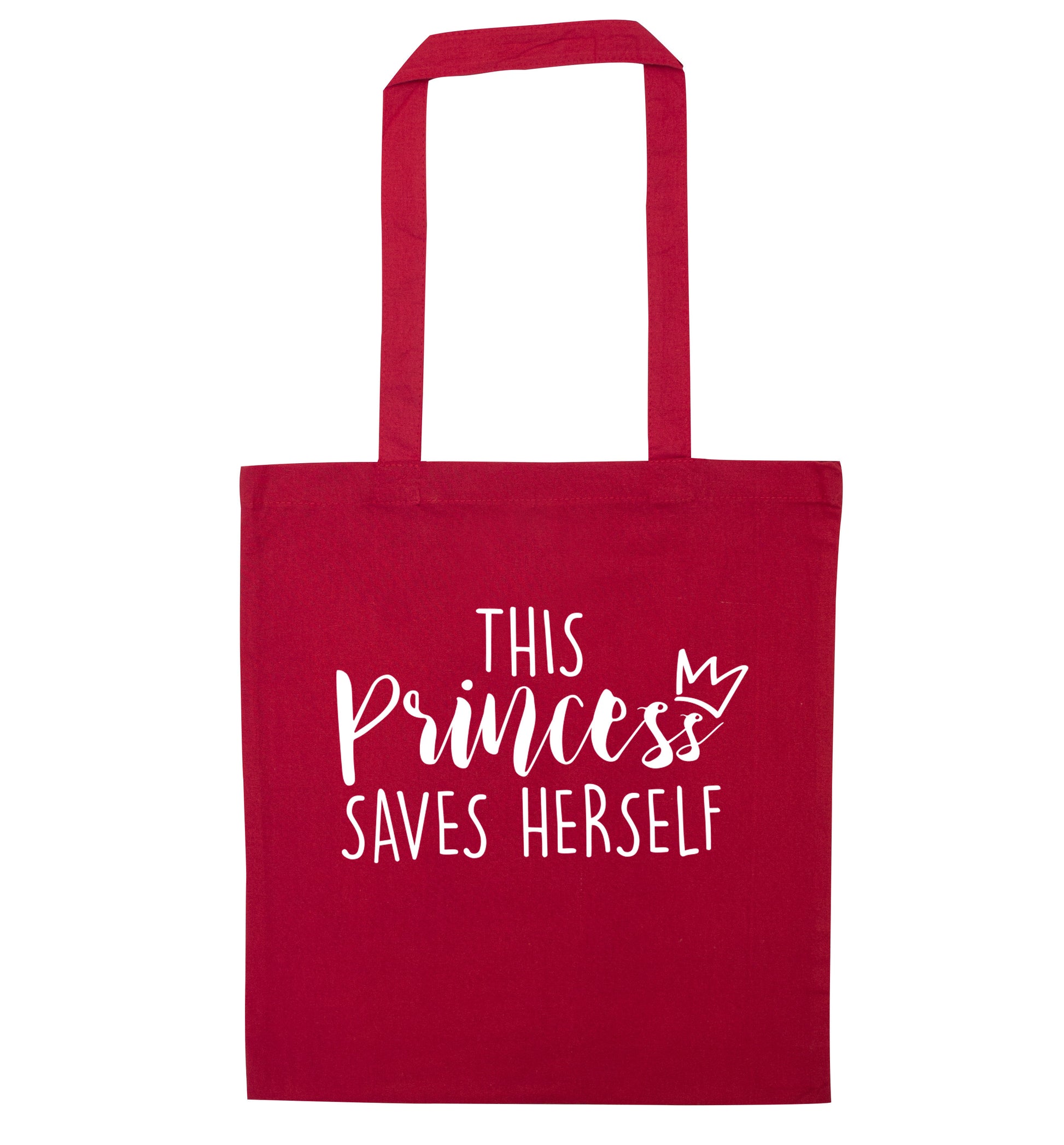 This princess saves herself red tote bag