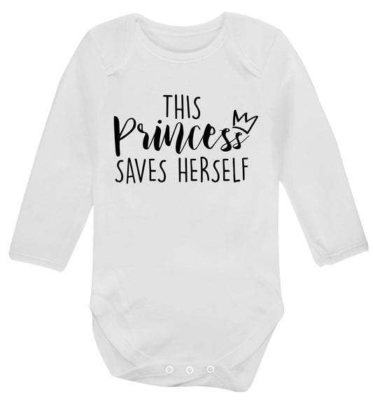 This princess saves herself Baby Vest long sleeved white 6-12 months