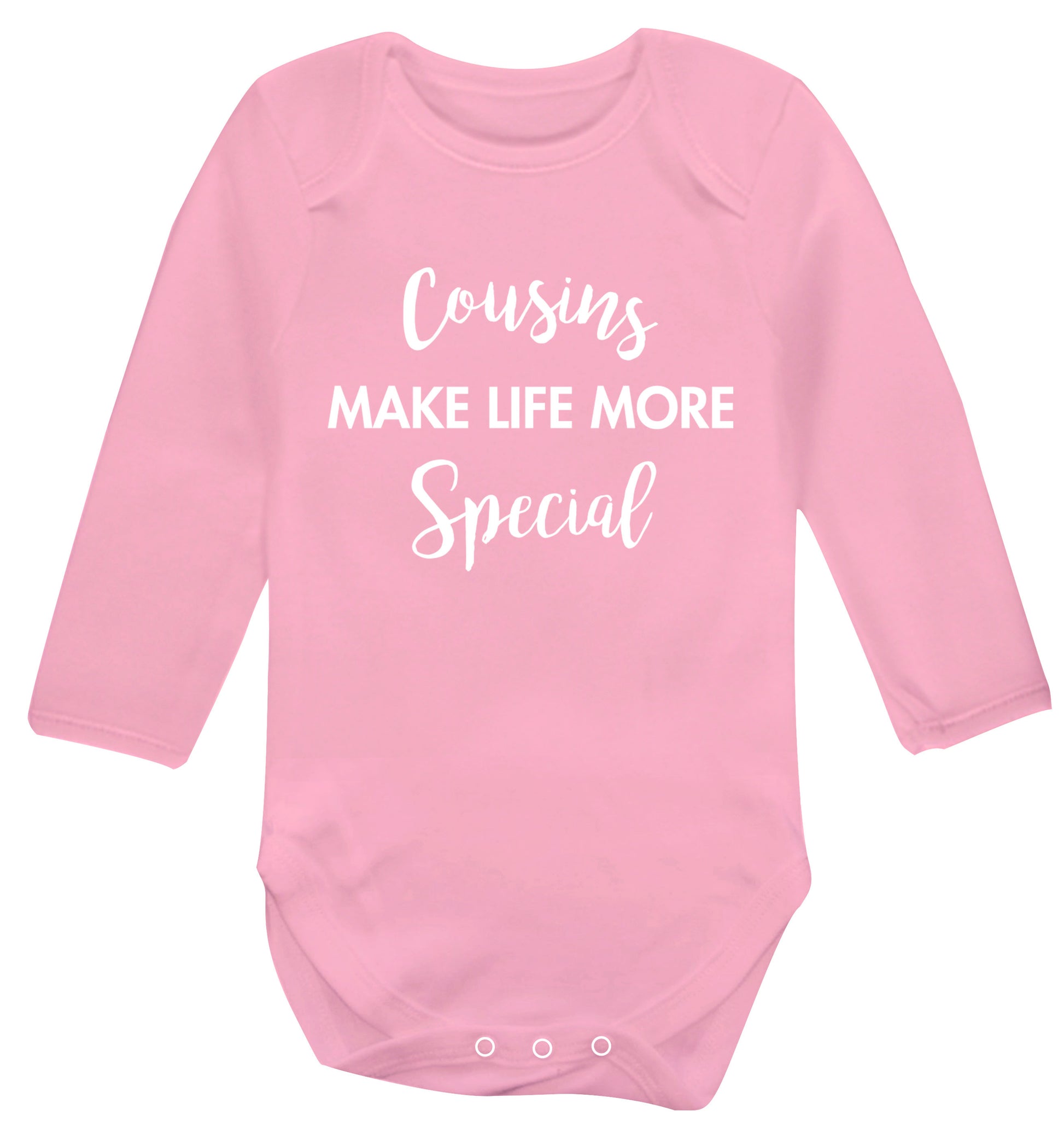Cousins make life more special Baby Vest long sleeved pale pink 6-12 months