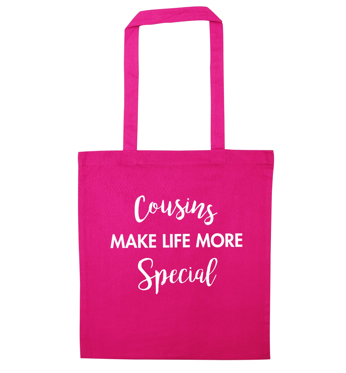Cousins make life more special pink tote bag