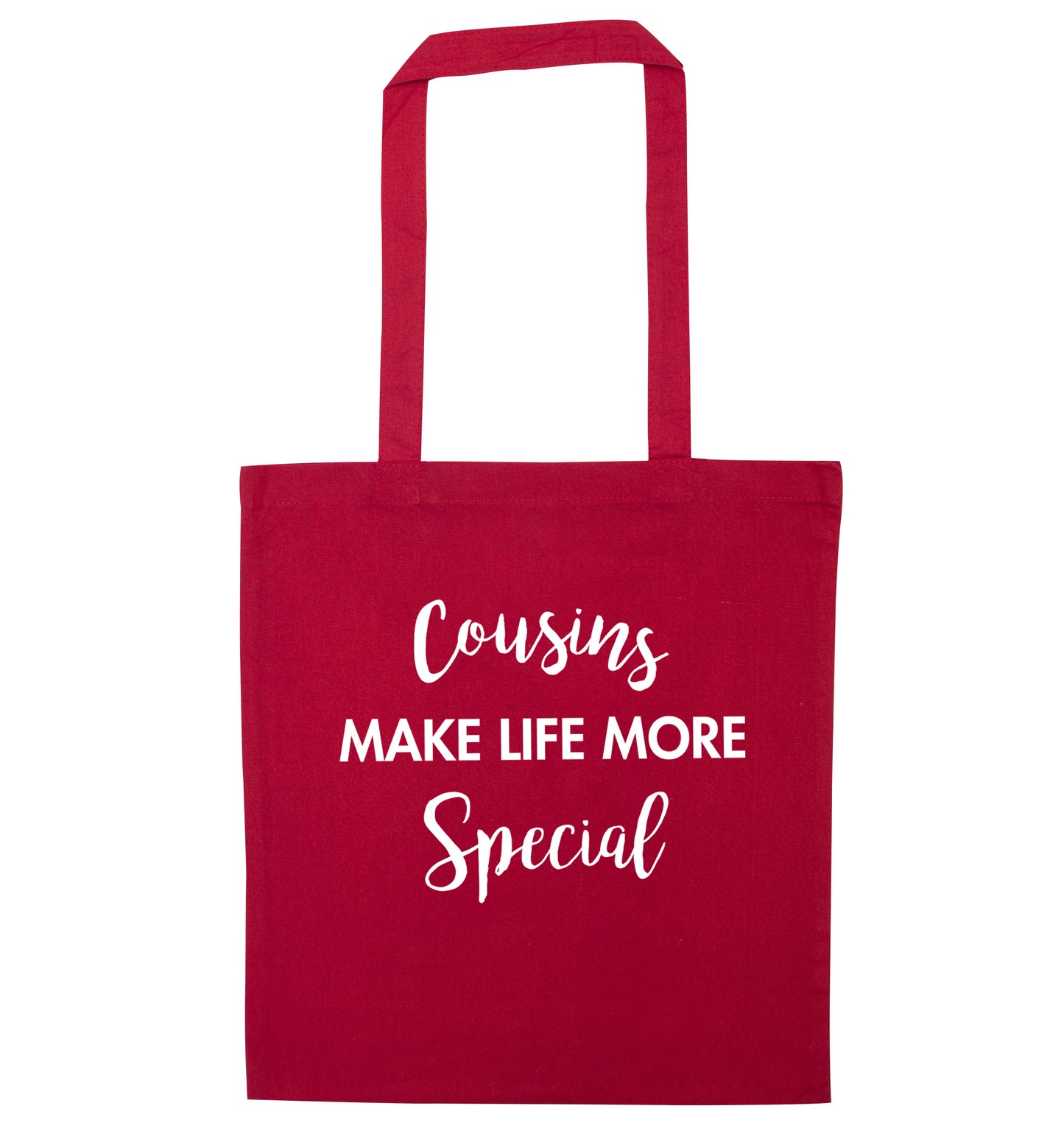 Cousins make life more special red tote bag
