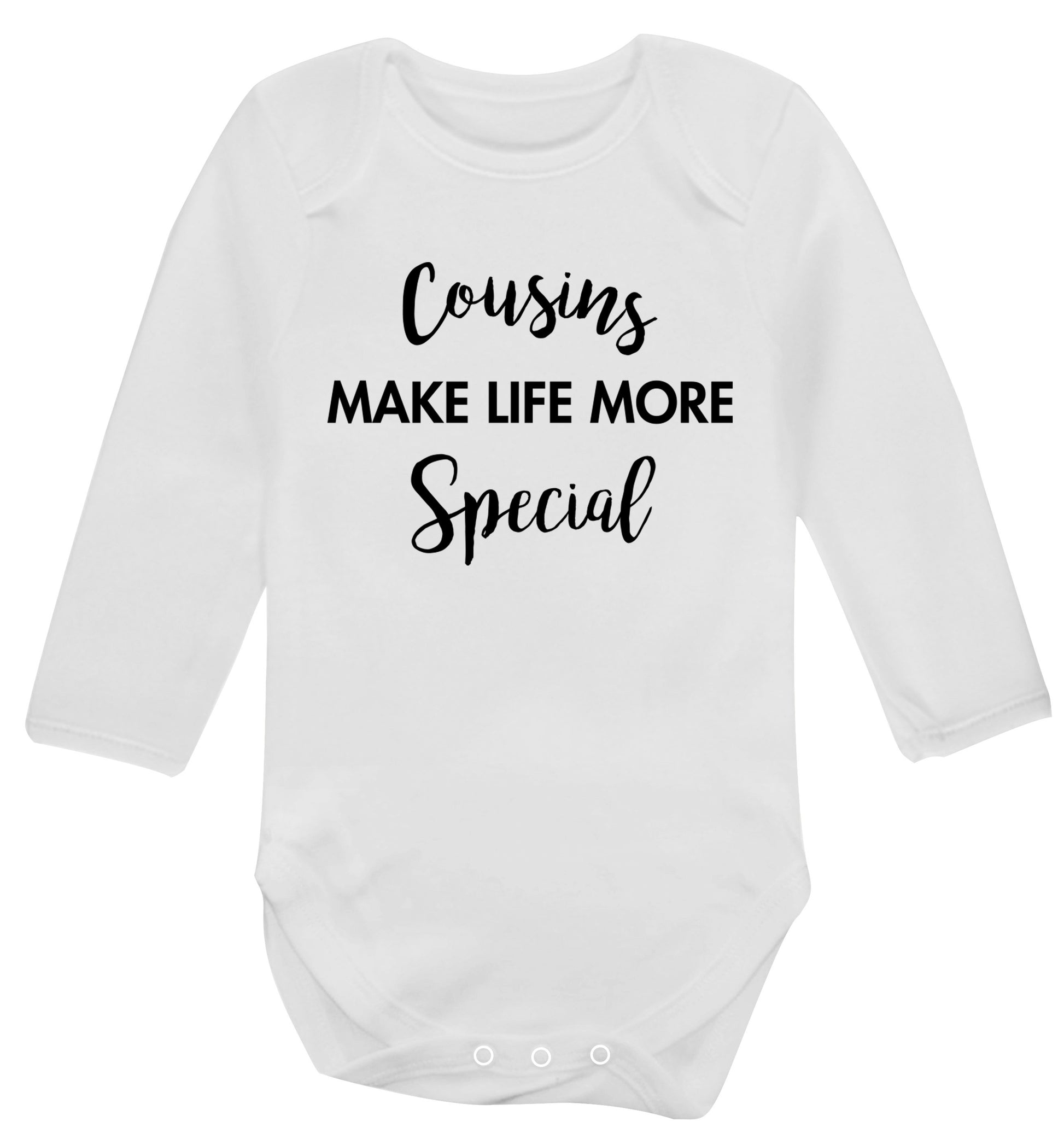Cousins make life more special Baby Vest long sleeved white 6-12 months