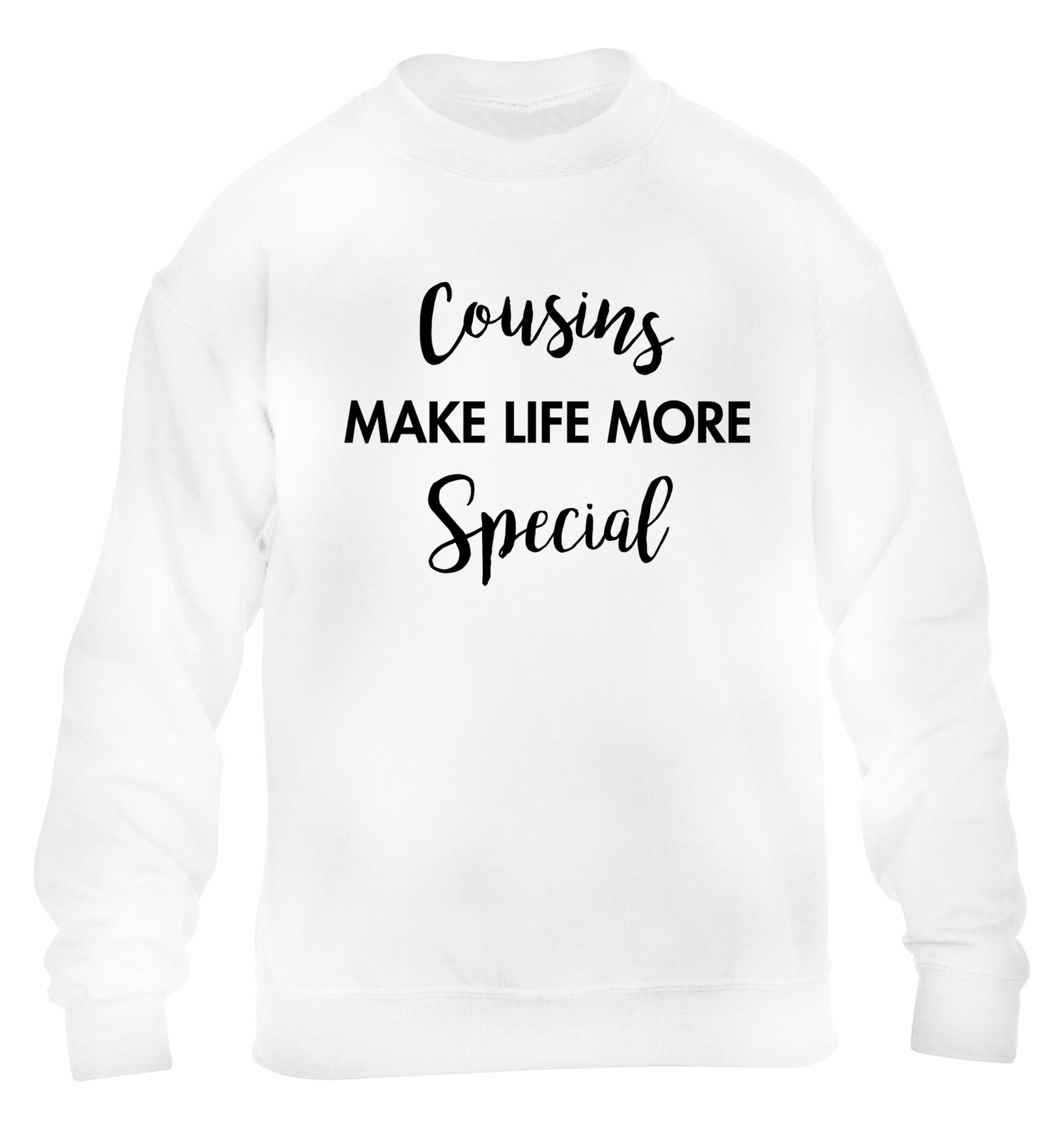 Cousins make life more special children's white sweater 12-14 Years
