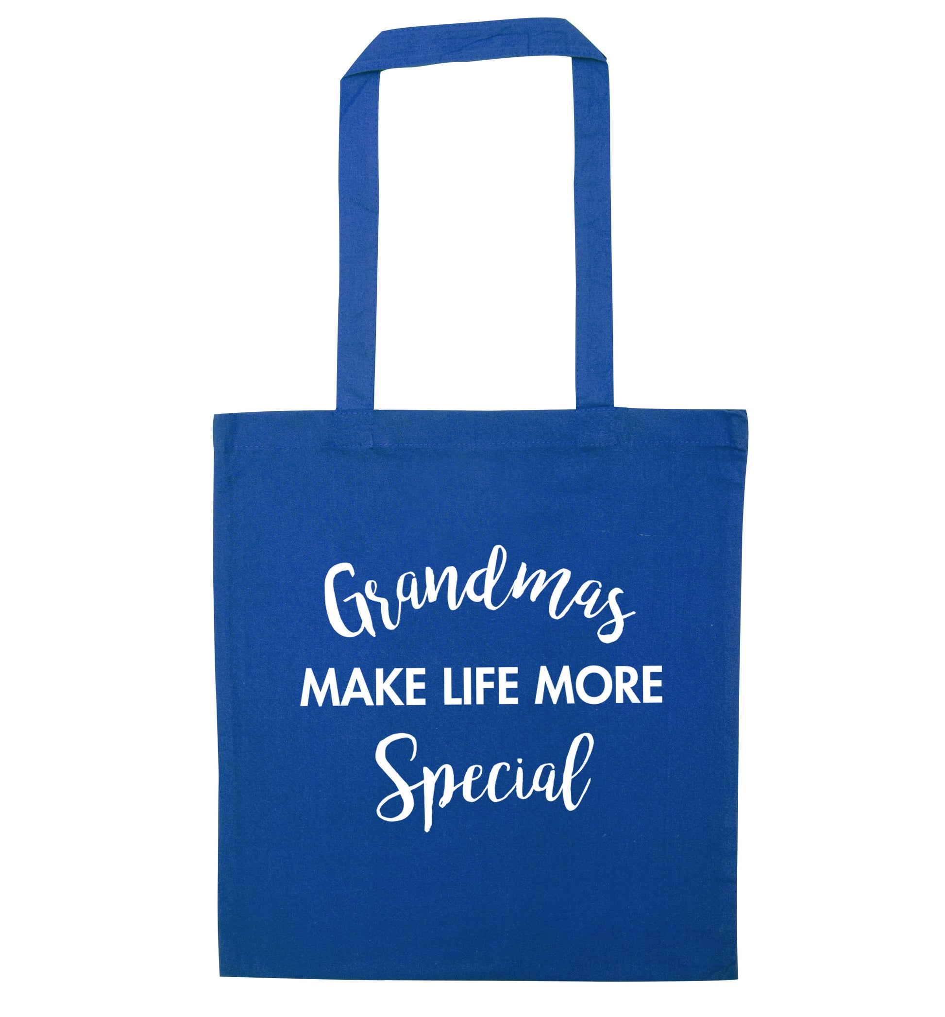 Grandmas make life more special blue tote bag
