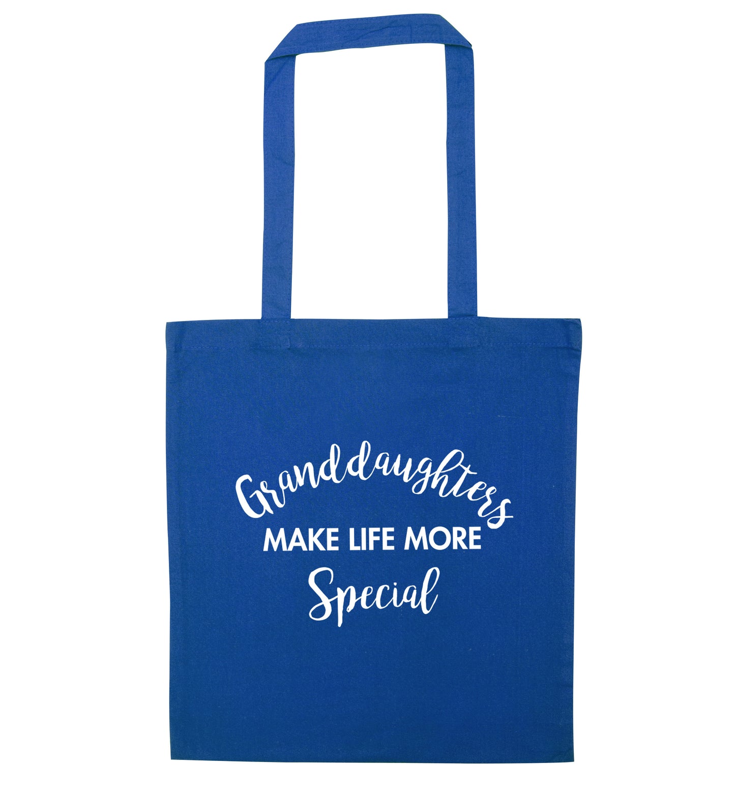 Granddaughters make life more special blue tote bag