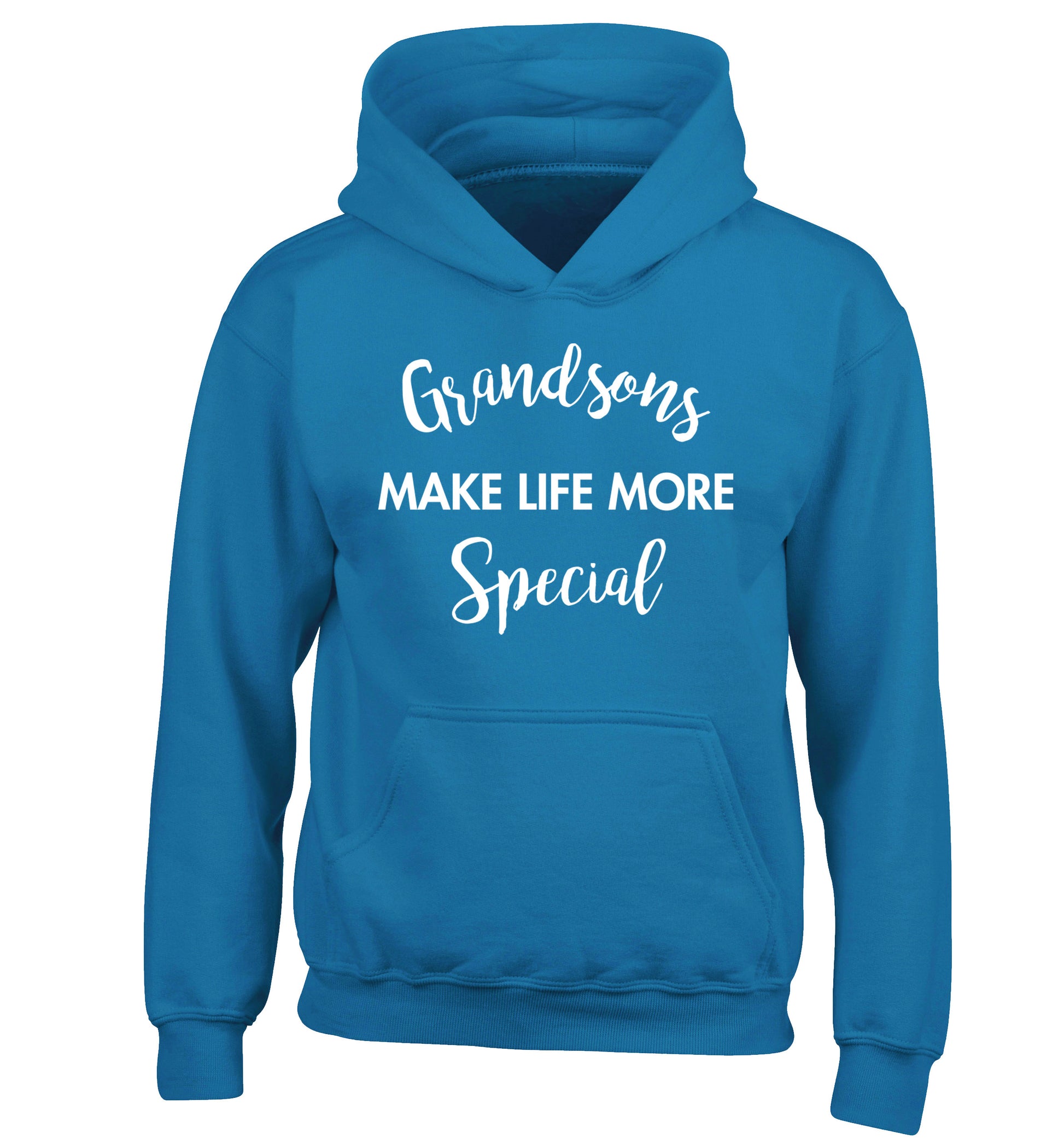 Grandsons make life more special children's blue hoodie 12-14 Years