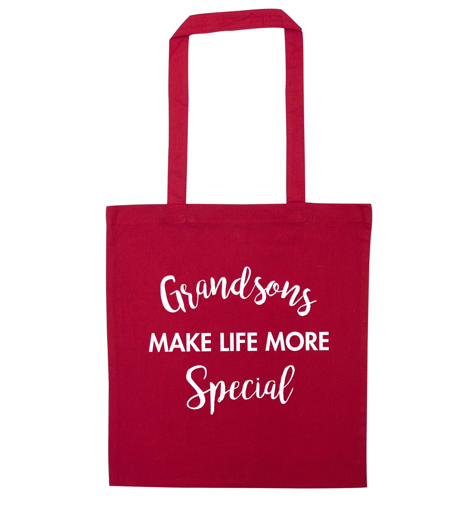 Grandsons make life more special red tote bag