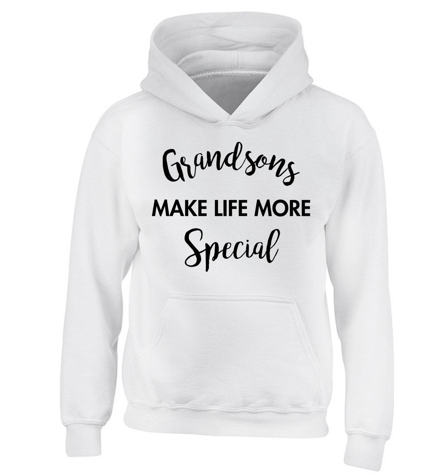 Grandsons make life more special children's white hoodie 12-14 Years
