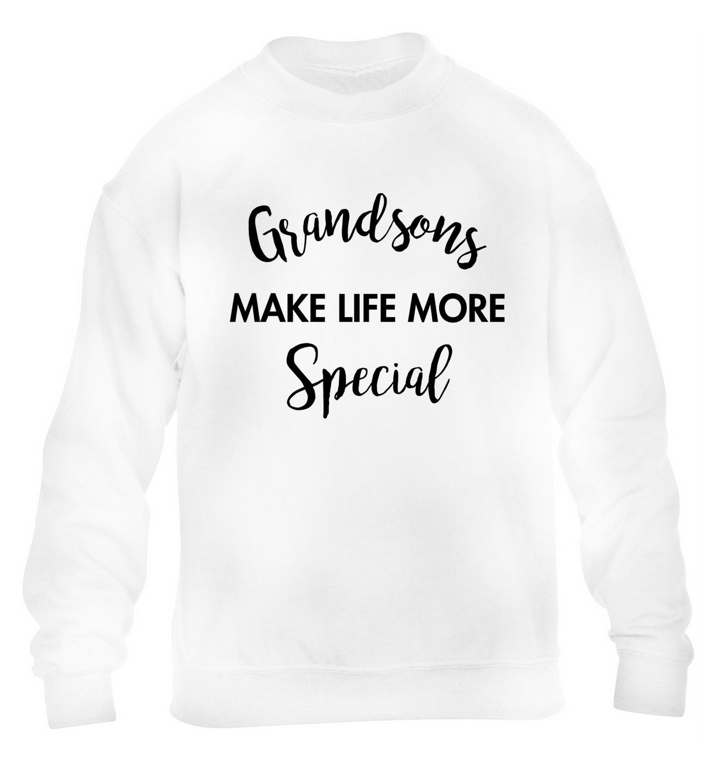 Grandsons make life more special children's white sweater 12-14 Years