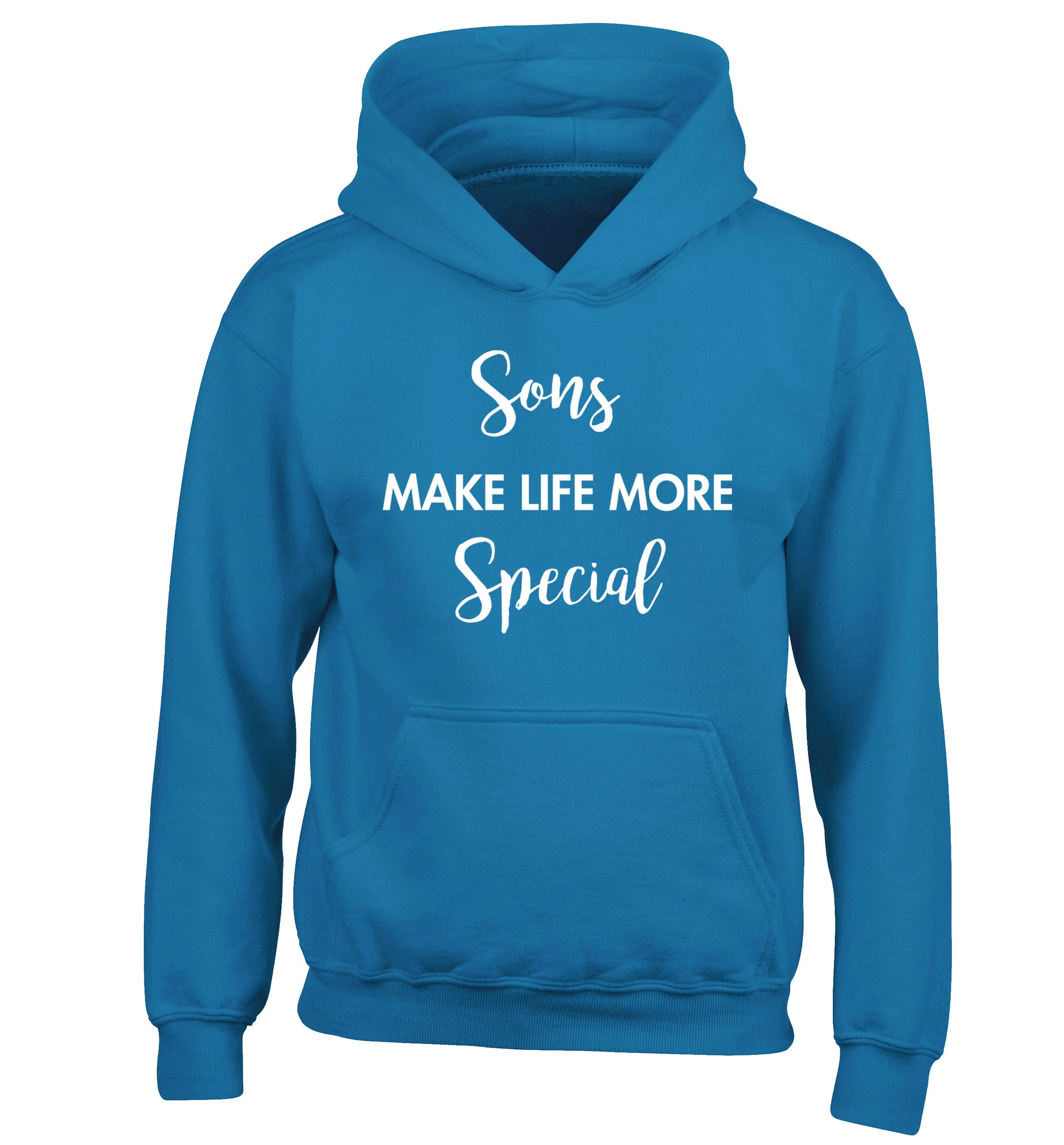Sons make life more special children's blue hoodie 12-14 Years