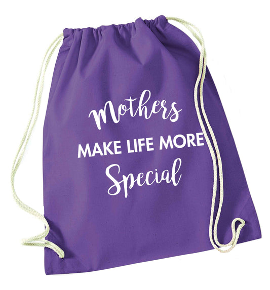 Mother's make life more special purple drawstring bag