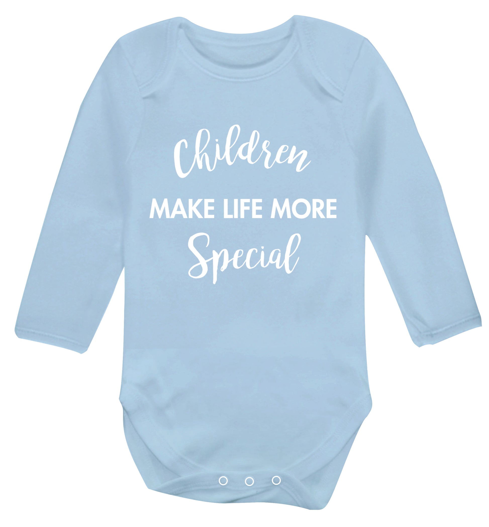 Children make life more special Baby Vest long sleeved pale blue 6-12 months