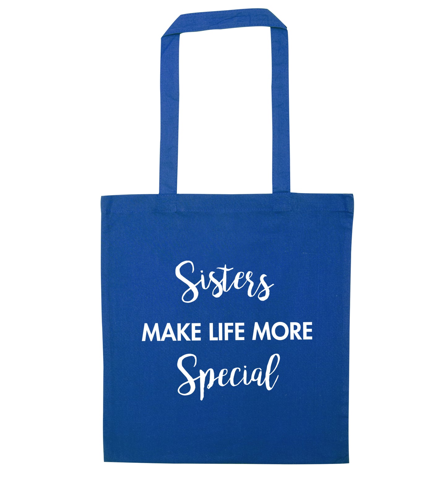 Sisters make life more special blue tote bag