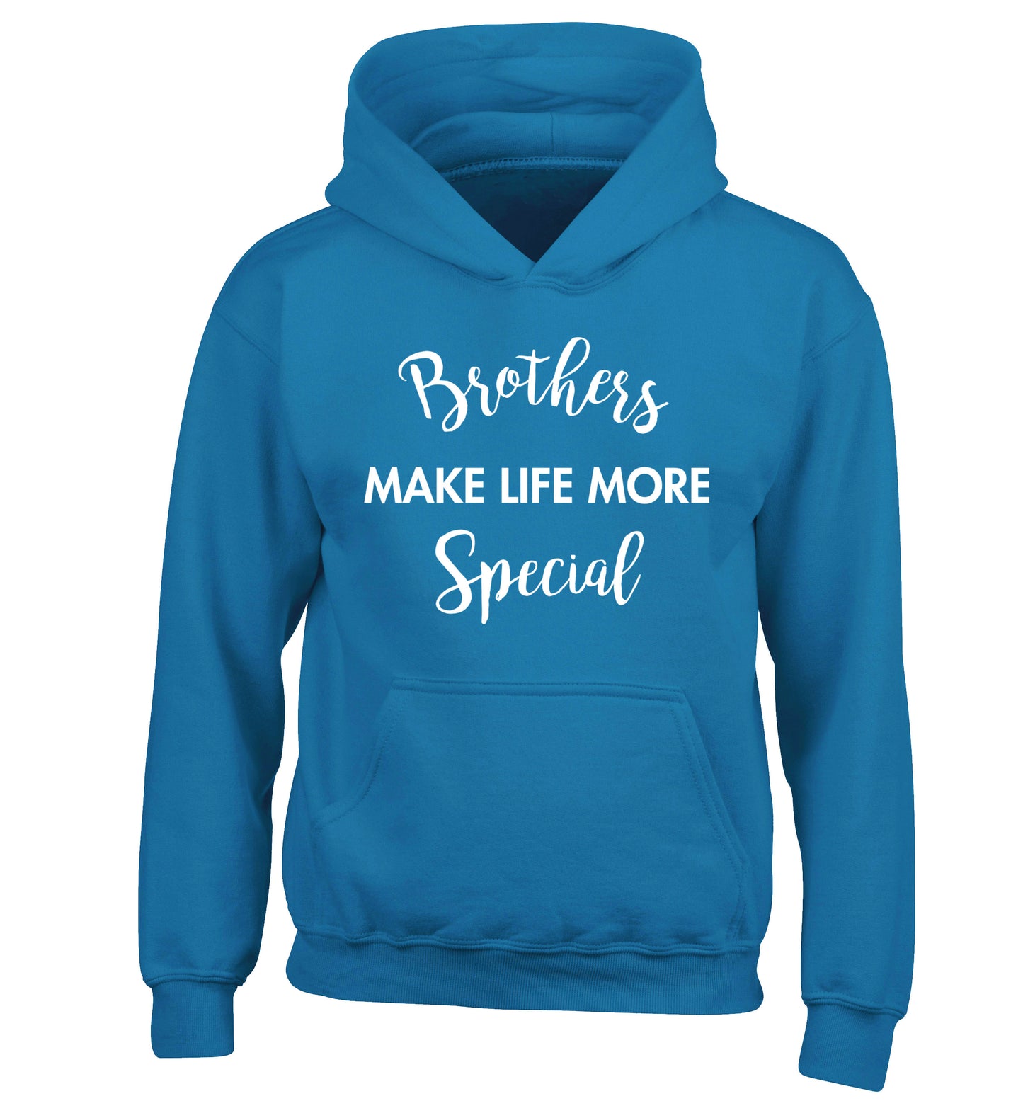 Brothers make life more special children's blue hoodie 12-14 Years