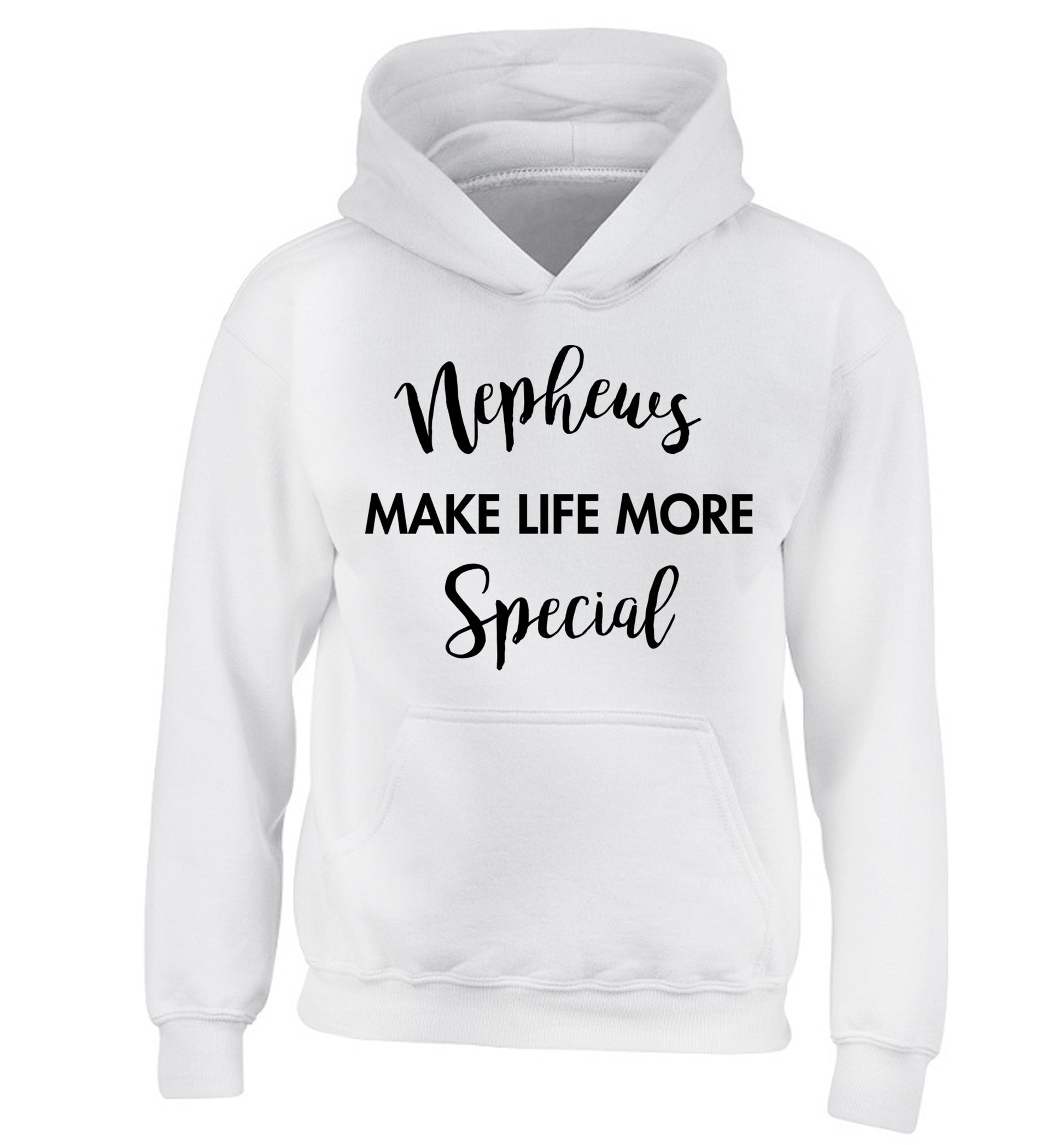 Nephews make life more special children's white hoodie 12-14 Years