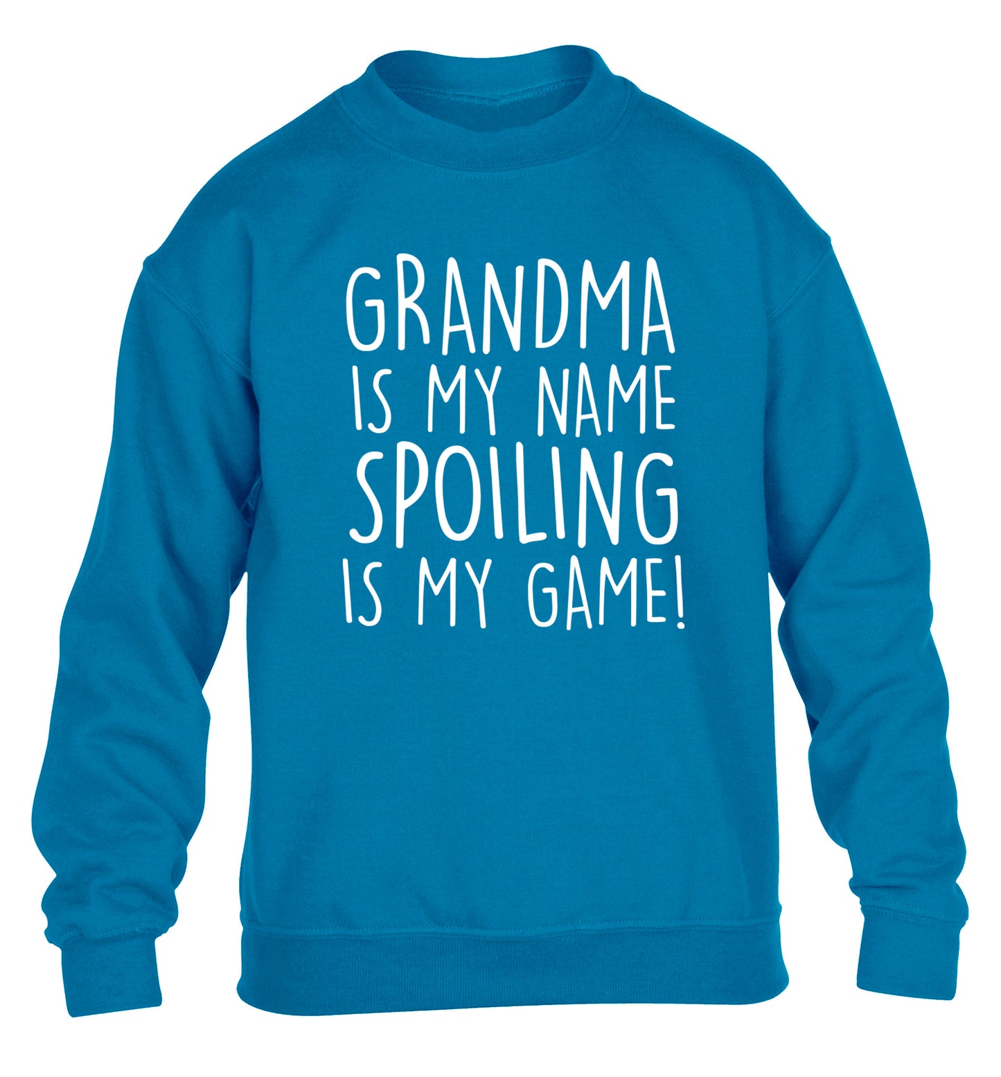 Grandma is my name, spoiling is my game children's blue sweater 12-14 Years