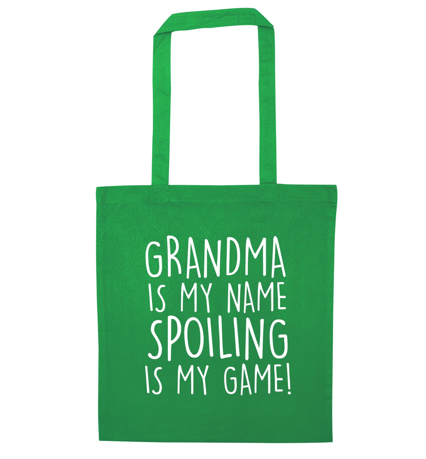 Grandma is my name, spoiling is my game green tote bag