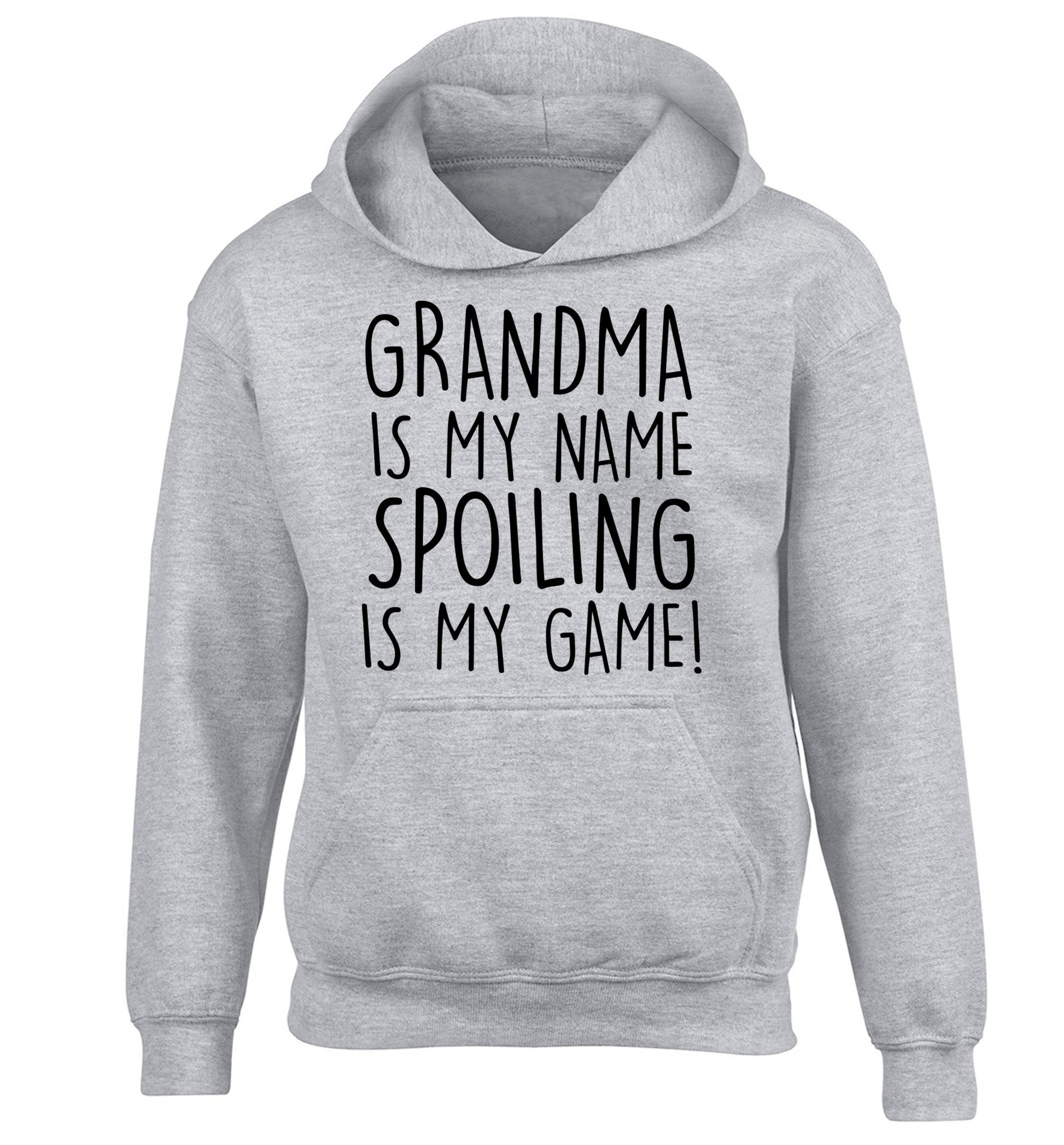 Grandma is my name, spoiling is my game children's grey hoodie 12-14 Years