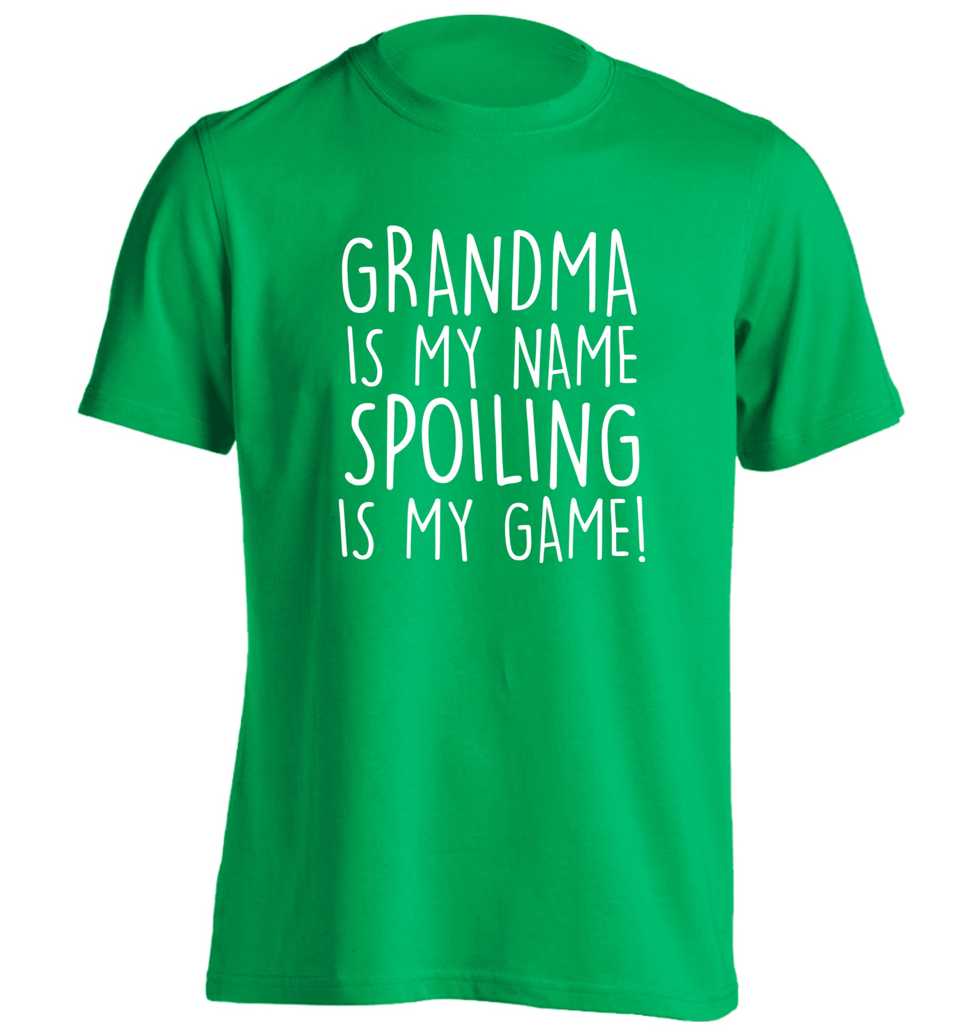 Grandma is my name, spoiling is my game adults unisex green Tshirt 2XL