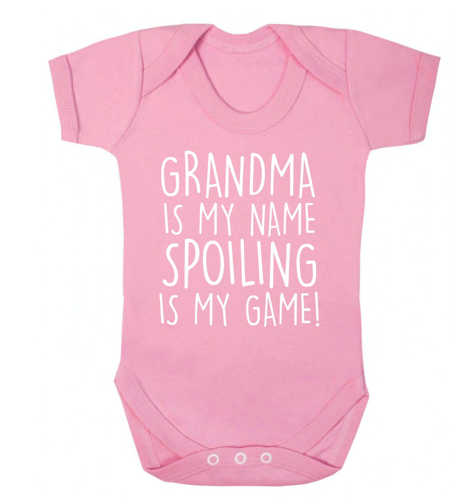 Grandma is my name, spoiling is my game Baby Vest pale pink 18-24 months