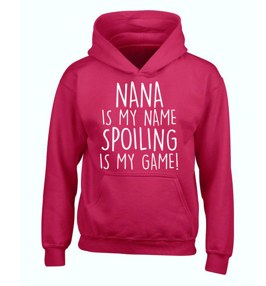 Nana is my name, spoiling is my game children's pink hoodie 12-14 Years