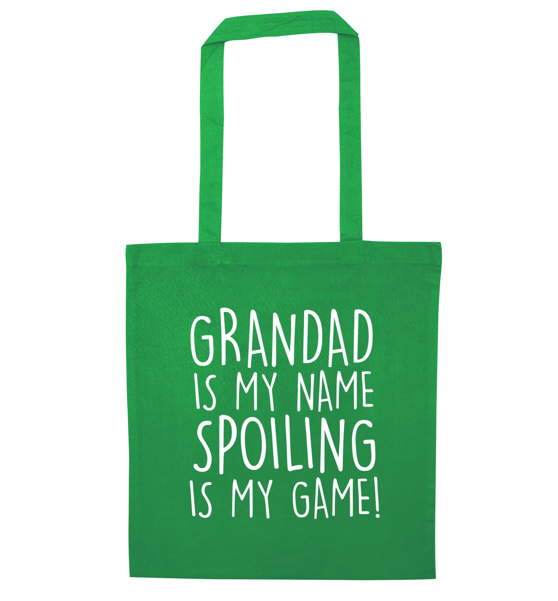 Grandad is my name, spoiling is my game green tote bag