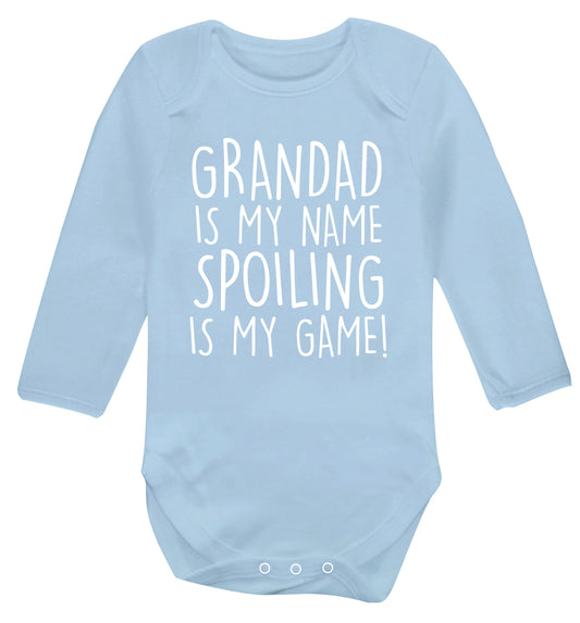 Grandad is my name, spoiling is my game Baby Vest long sleeved pale blue 6-12 months