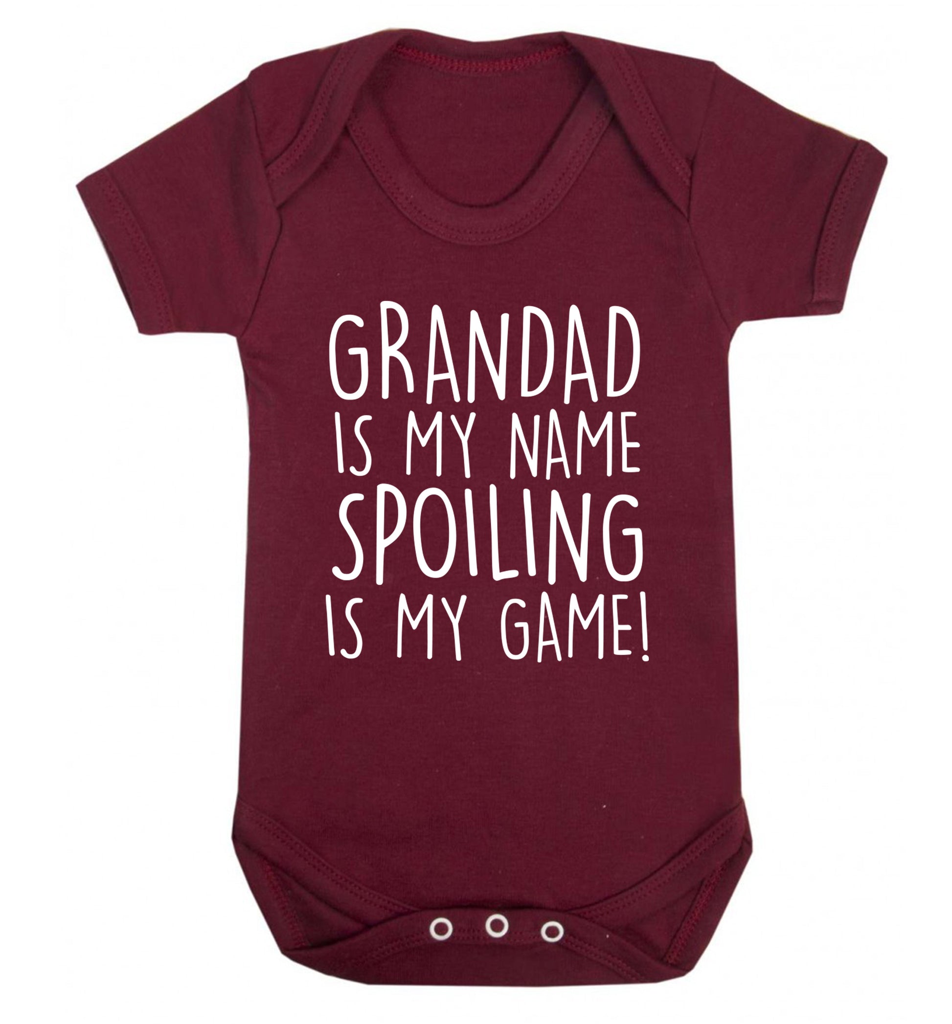 Grandad is my name, spoiling is my game Baby Vest maroon 18-24 months