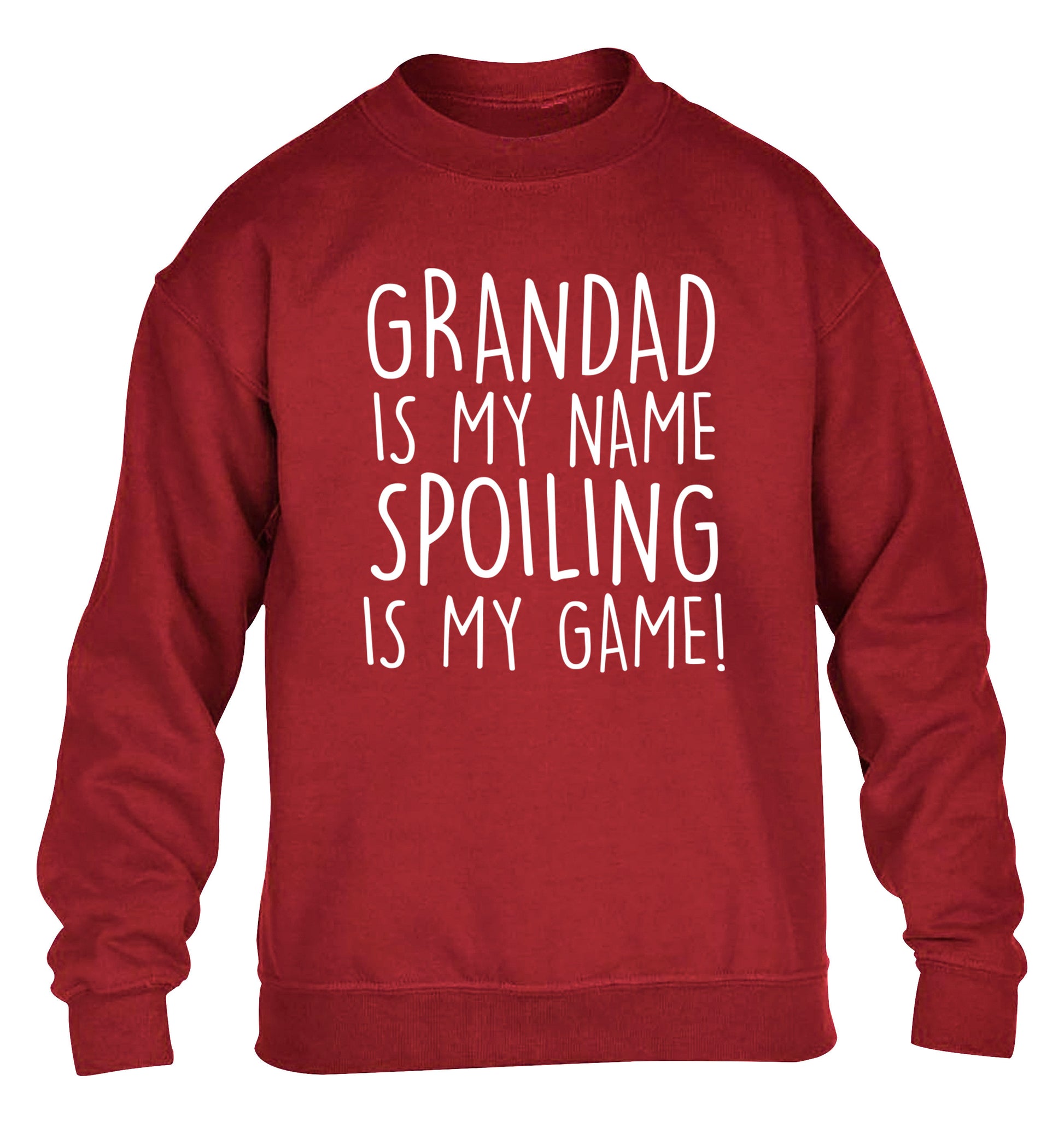 Grandad is my name, spoiling is my game children's grey sweater 12-14 Years