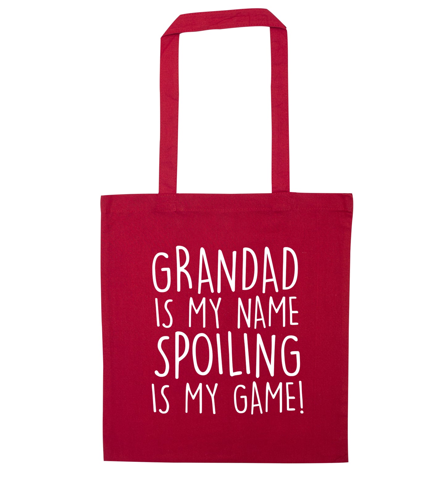 Grandad is my name, spoiling is my game red tote bag
