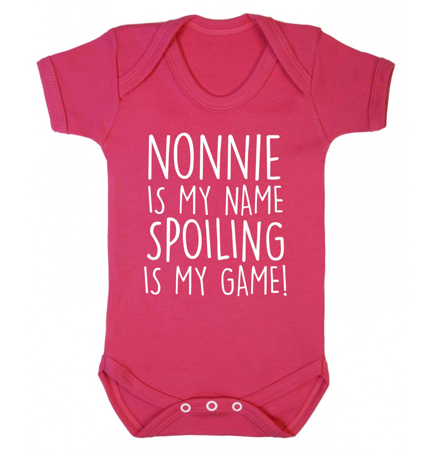 Nonnie is my name, spoiling is my game Baby Vest dark pink 18-24 months
