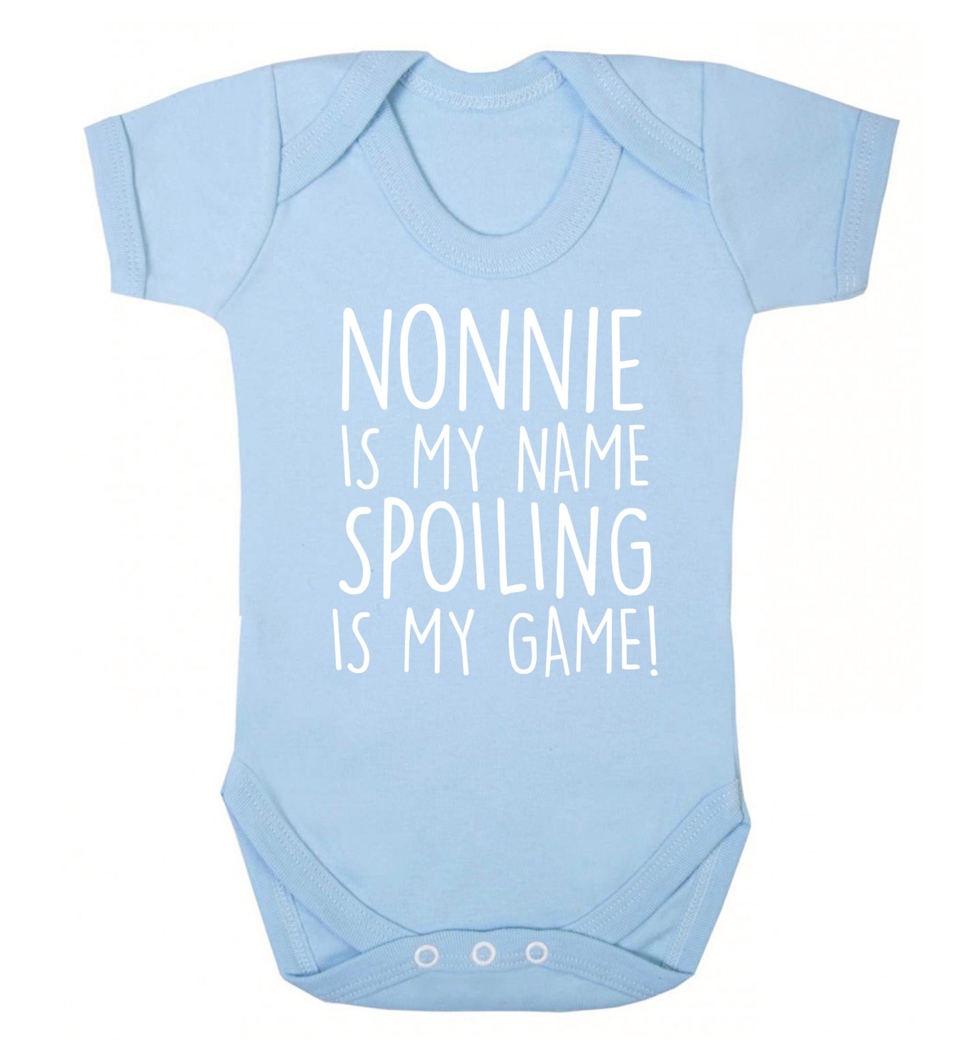 Nonnie is my name, spoiling is my game Baby Vest pale blue 18-24 months
