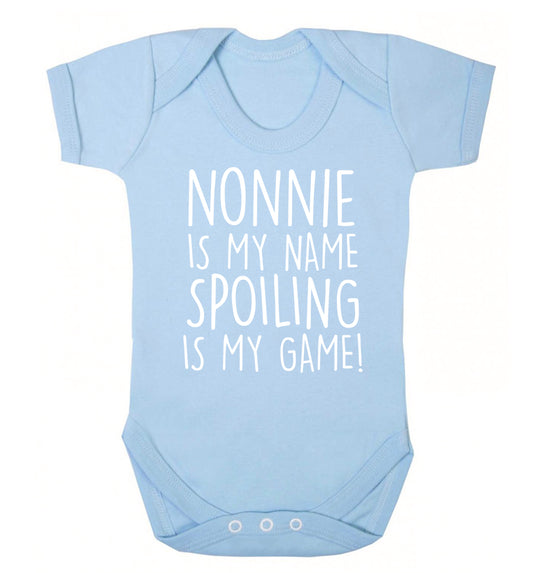 Nonnie is my name, spoiling is my game Baby Vest pale blue 18-24 months