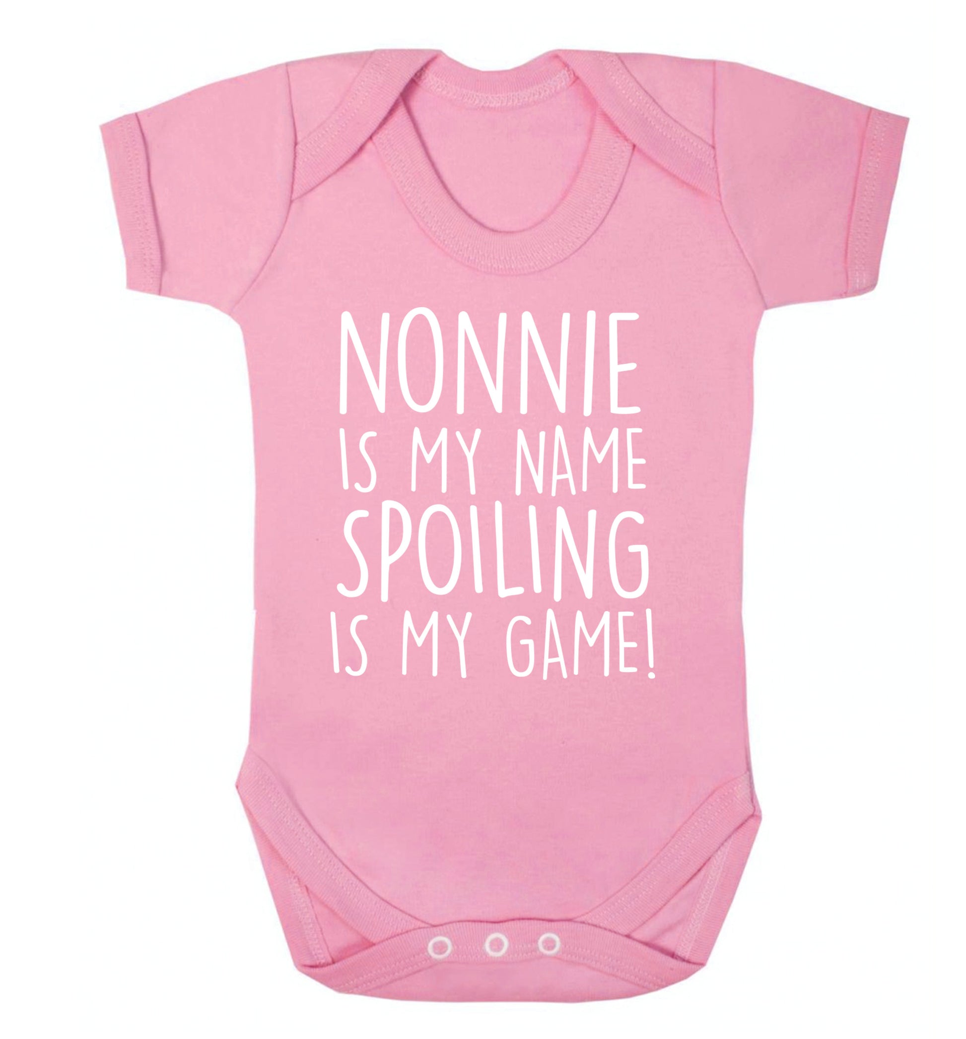 Nonnie is my name, spoiling is my game Baby Vest pale pink 18-24 months