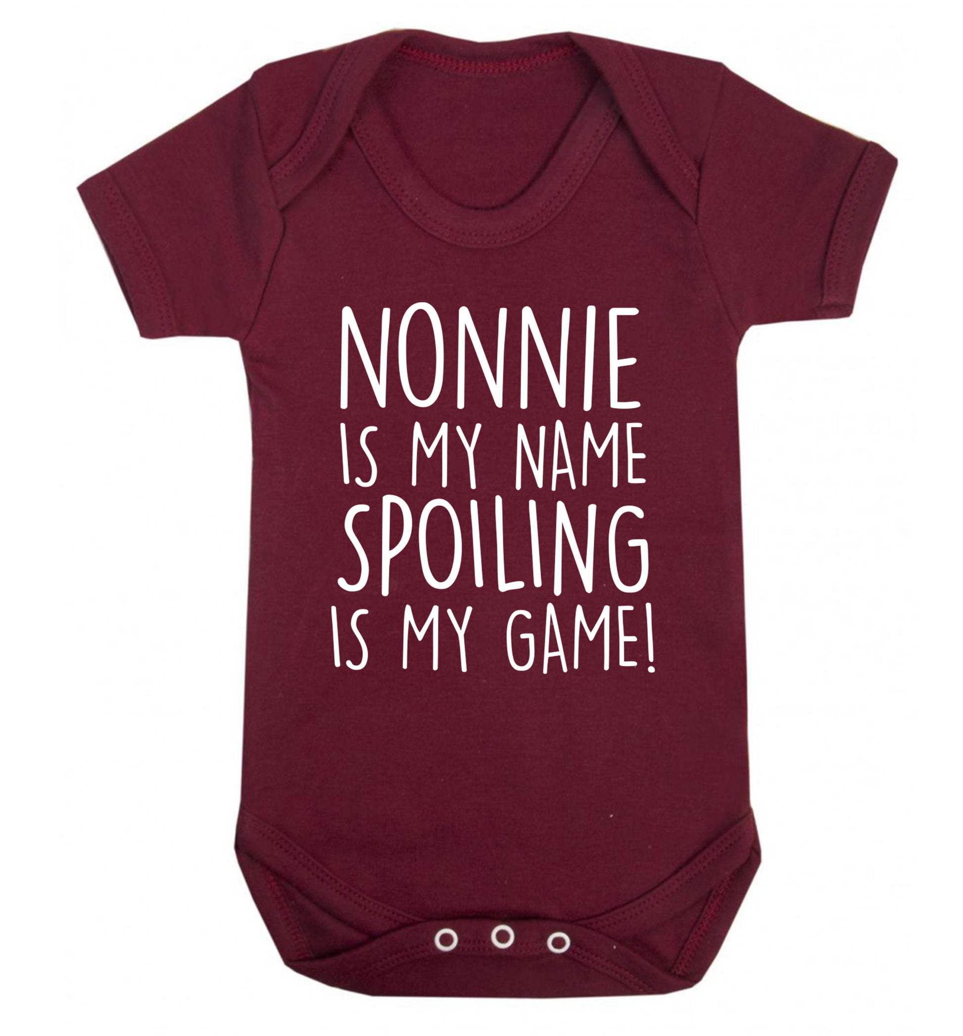 Nonnie is my name, spoiling is my game Baby Vest maroon 18-24 months