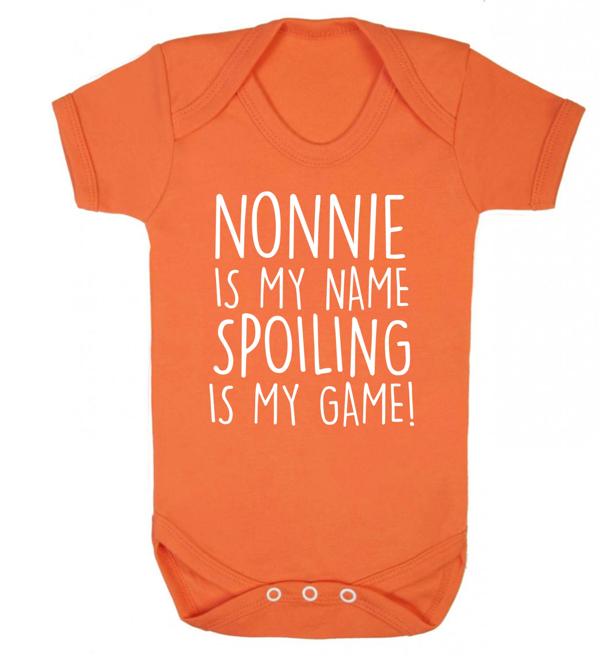 Nonnie is my name, spoiling is my game Baby Vest orange 18-24 months