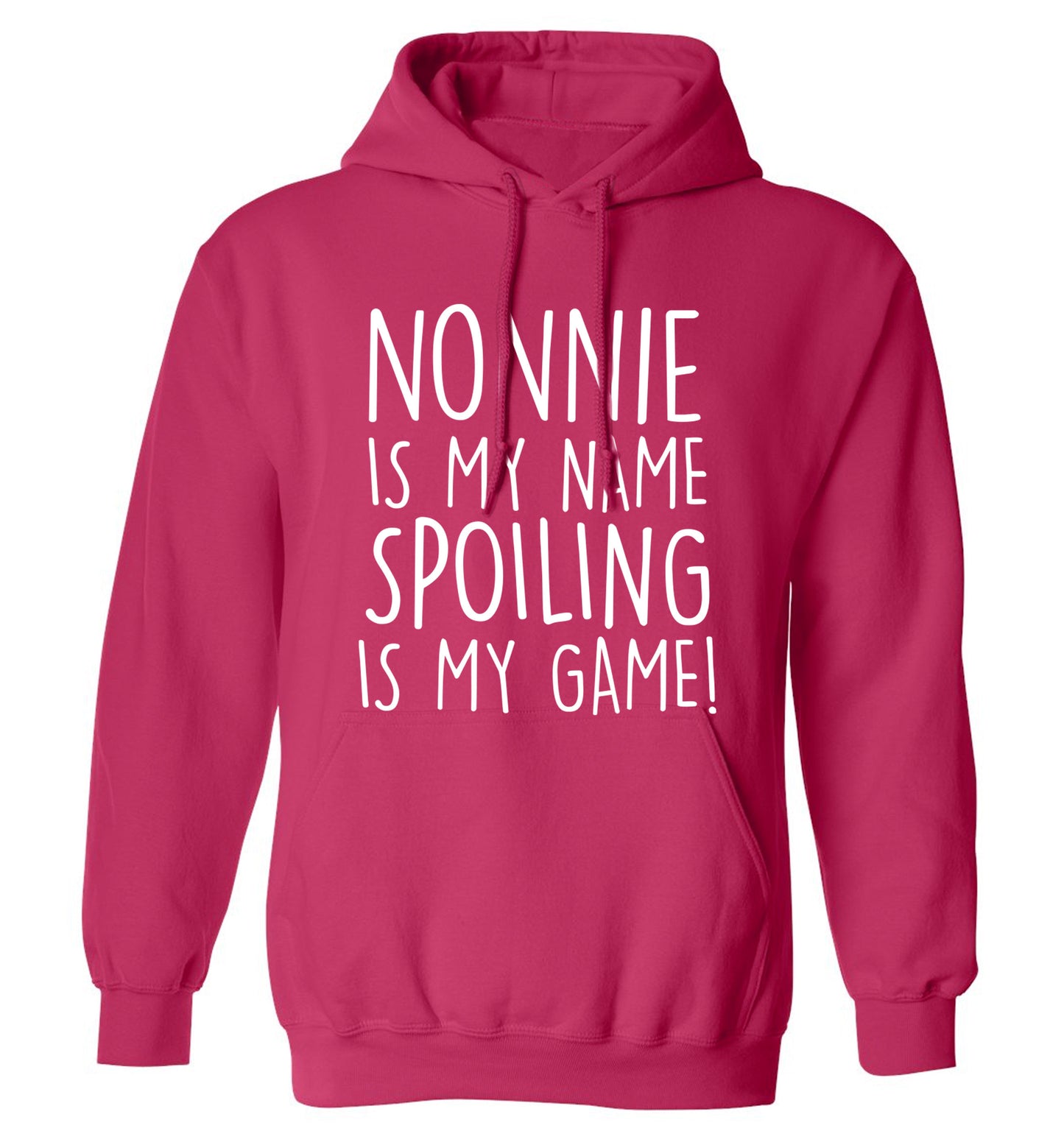 Nonnie is my name, spoiling is my game adults unisex pink hoodie 2XL