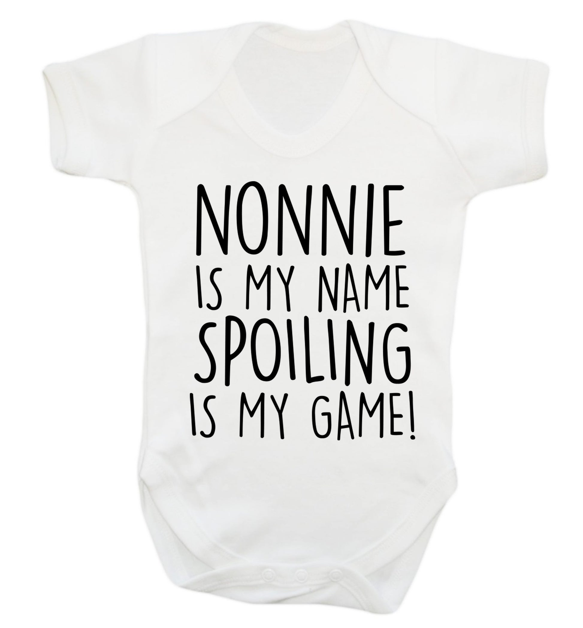 Nonnie is my name, spoiling is my game Baby Vest white 18-24 months