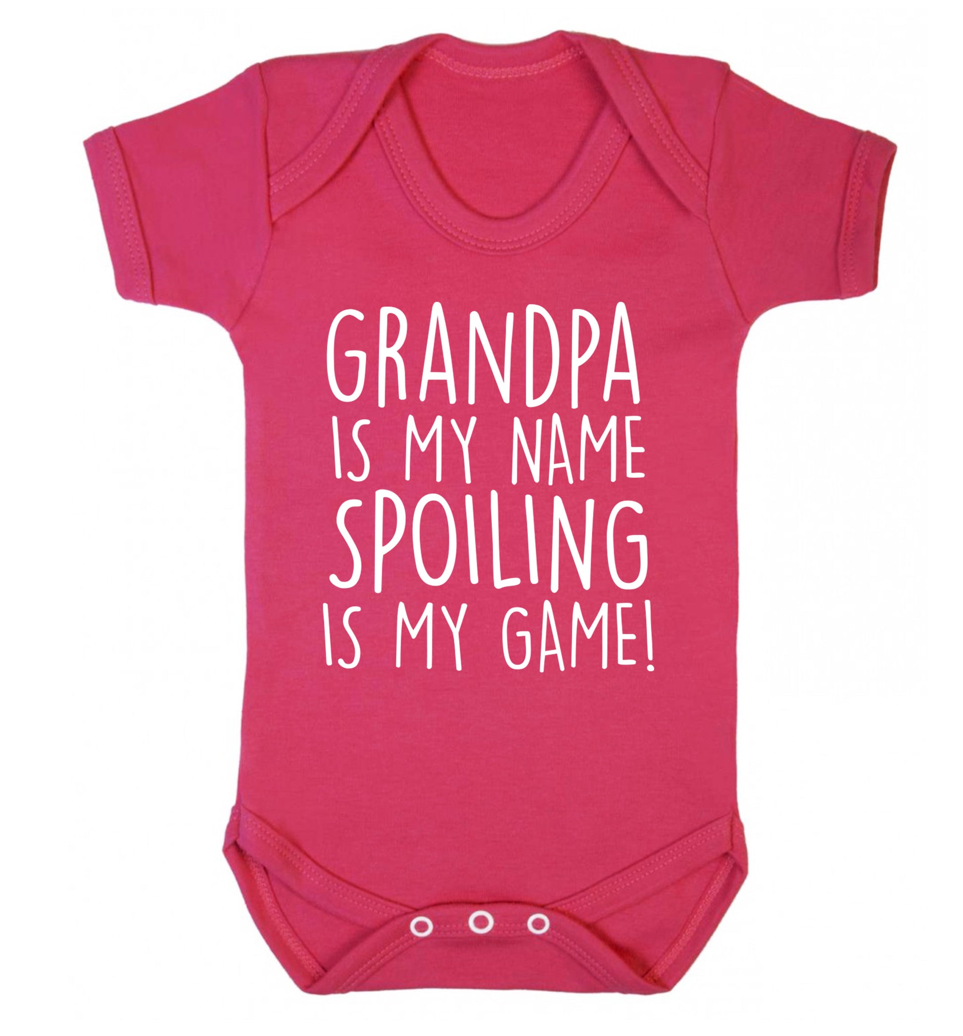 Grandpa is my name, spoiling is my game Baby Vest dark pink 18-24 months