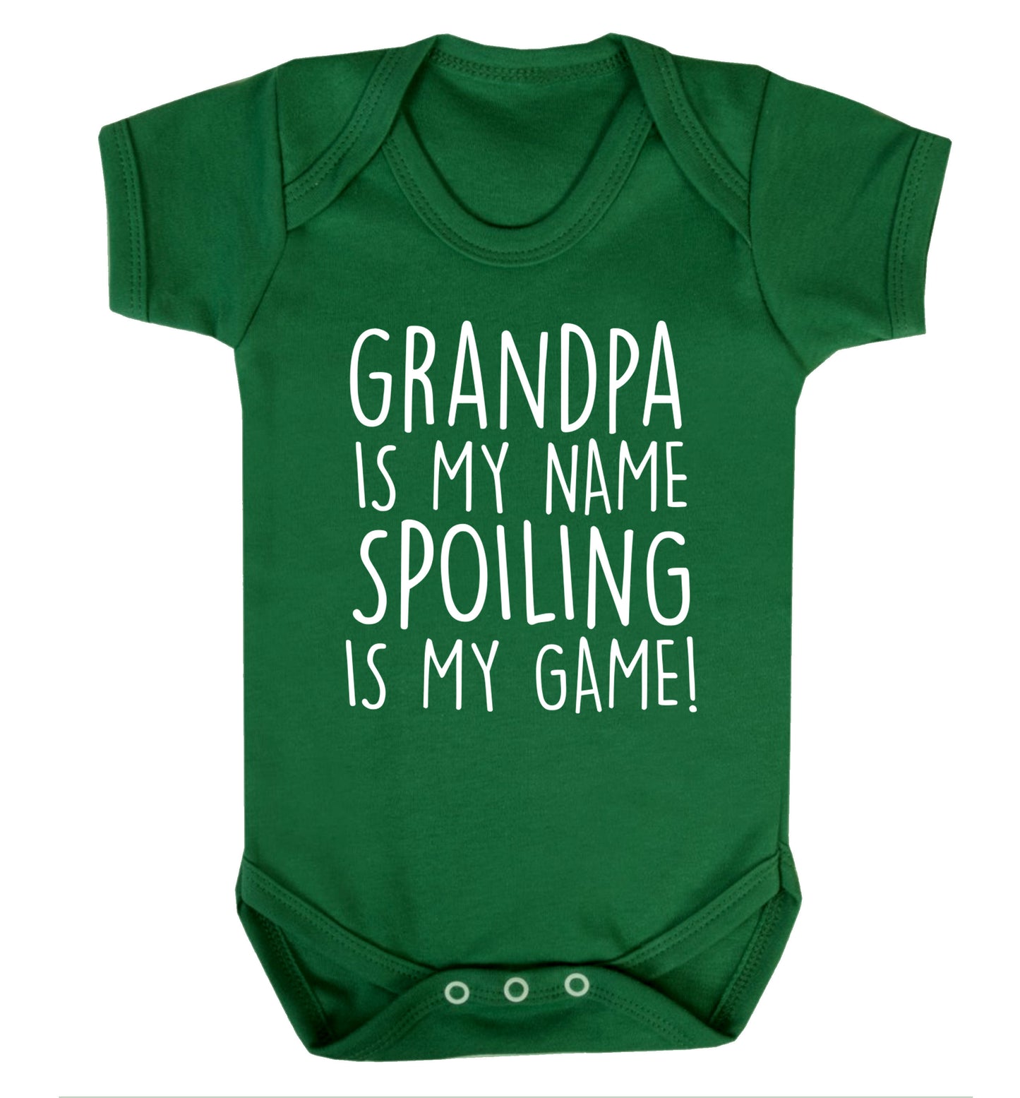 Grandpa is my name, spoiling is my game Baby Vest green 18-24 months
