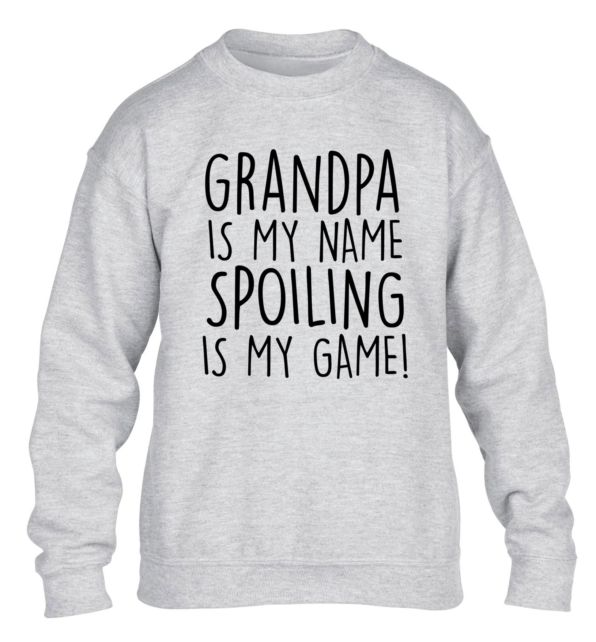 Grandpa is my name, spoiling is my game children's grey sweater 12-14 Years