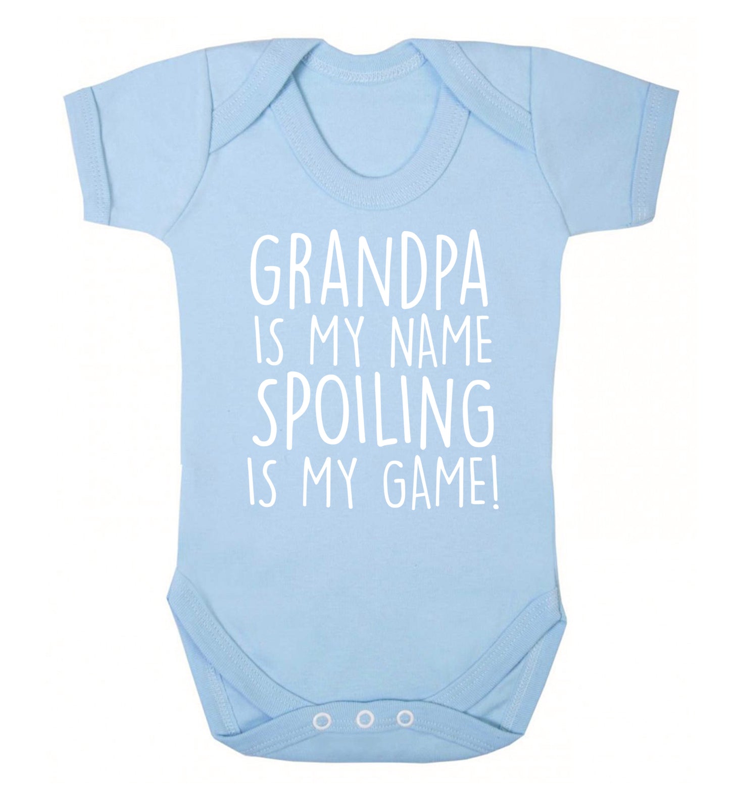 Grandpa is my name, spoiling is my game Baby Vest pale blue 18-24 months